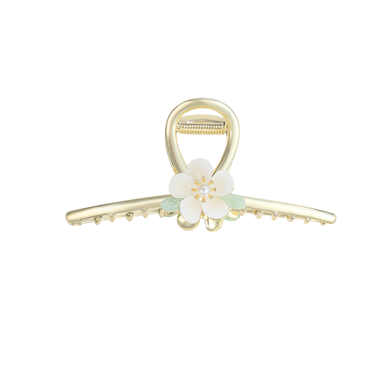 CHIMERA Large Flower Shark Clip, Luxury Hair Claw Clip for Back of Head, Bun Maker, Hair Accessory, Women's Mid-Autumn Festival Gift