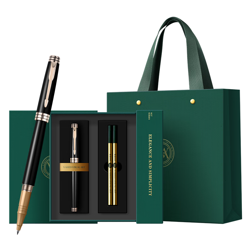V.V.A [Mid-Autumn Festival And National Day Stationery Gift] Ballpoint Pen, Signature Pen, Business Office Gift, Signing Pen, Student Handwriting Practice, Chinese Style, Birthday Gift for Men And Women, Black Liya Gold Clip, 0.5mm