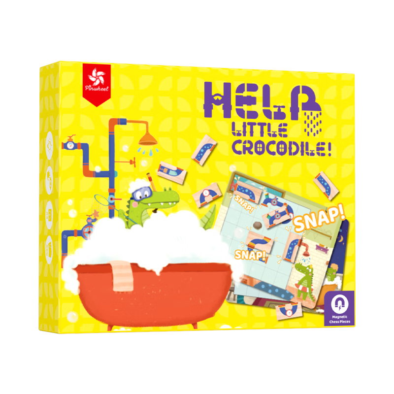 Pinwheel Children's Board Game, Gift for Ages 3-6, Logical Thinking And Path Planning Educational Toy, Little Crocodile Bathing Magnetic Toy