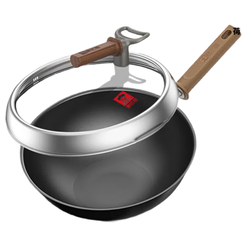 Kambach 32cm Titanium Iron Wok Non-Coated No-Seasoning Household Stir-Fry Pan Compatible with Induction and Gas Stoves