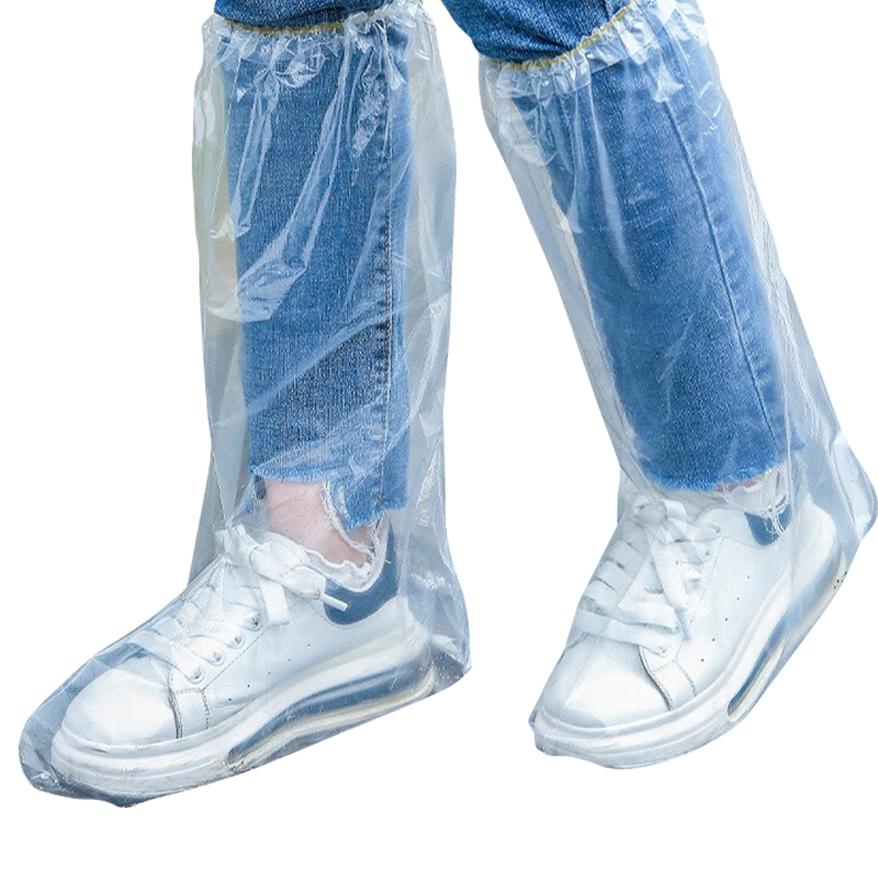 BWNK Disposable Rain Shoe Covers, 20-Pack, Thick Waterproof Non-Slip Rain Boots for Men And Women, Long Plastic Overshoes for Rainy Days