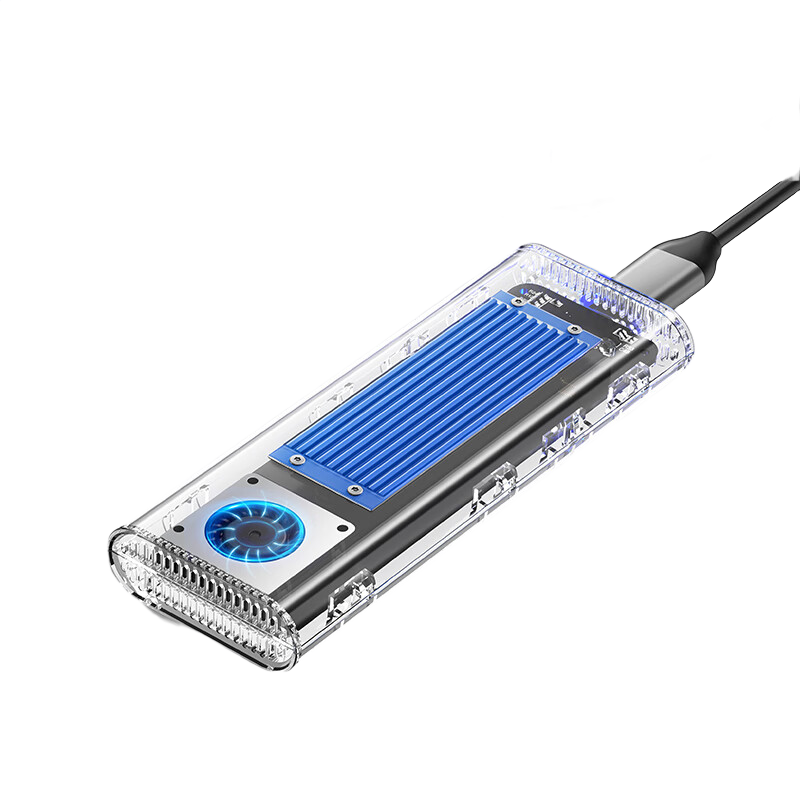 ORICO M.2 NVMe SSD Enclosure, 20GB/s, Type-C Interface, Portable Hard Drive Enclosure with Built-In Cooling Fan, Compatible with Tablets And Laptops, Blue TCM2-G20