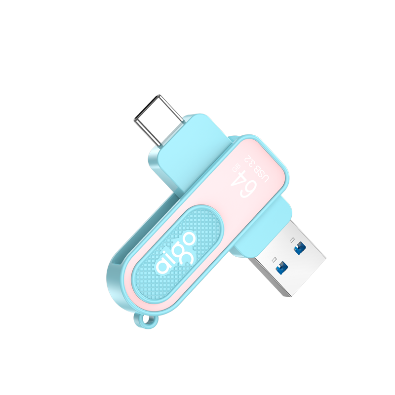 Aigo 64GB Type-C USB3.2 Youth Edition Flash Drive, U352 High-Speed Dual-Use Dual Interface for Phone And Computer, Read Speed 220MB/s, Graduation Gift for Students