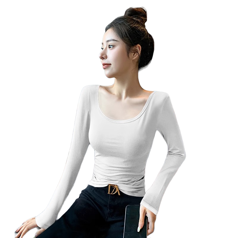 Woodpecker Modal Base Layer Women's Double U Neck Long Sleeve T-Shirt Stylish Outerwear Thin White S