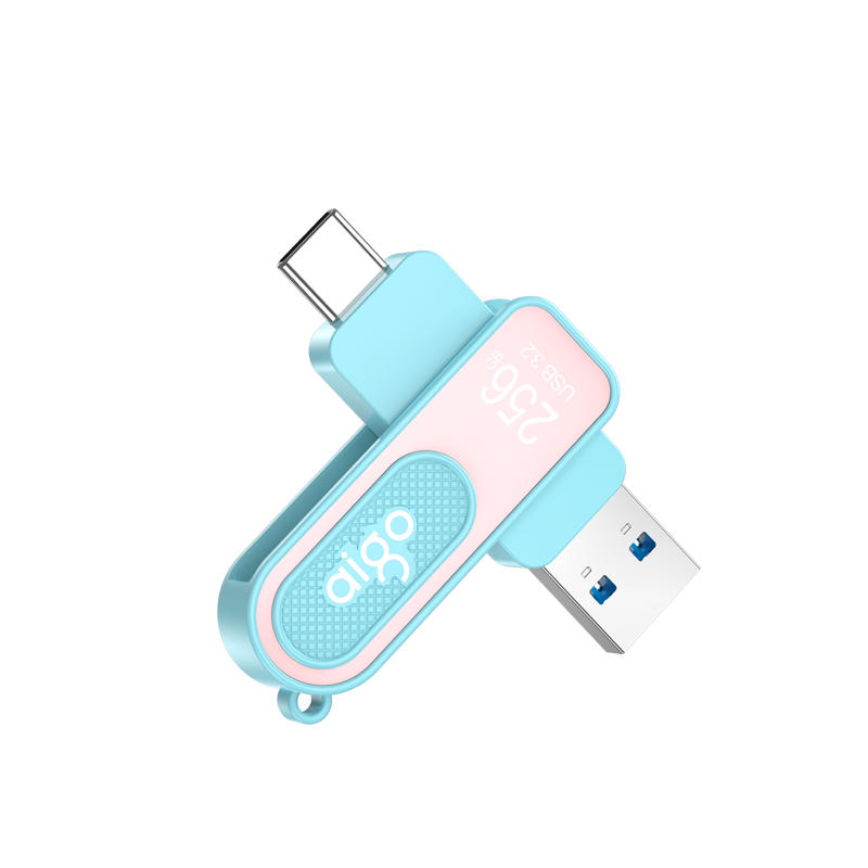 Aigo 256GB Type-C USB3.2 Youth Edition Flash Drive U352 High-Speed Dual-Interface USB Drive for Phone And Computer, Read Speed 220MB/s, Graduation Gift for Students
