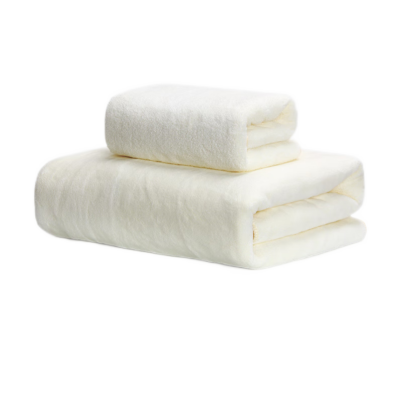 GGT Japanese Snowflake Fleece Antibacterial Towel And Bath Towel Set for Men And Women, High-Quality Absorbent Quick-Drying Lint-Free Luxury Home Use, Cream White