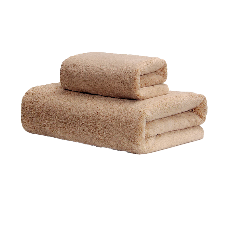 GGT Japanese Snowflake Fleece Antibacterial Towel And Bath Towel Set for Men And Women, High-Quality Absorbent Quick-Drying Lint-Free Home Use, Light Coffee