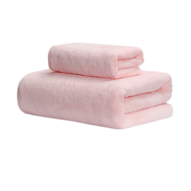 GGT Japanese Snowflake Fleece Antibacterial Towel And Bath Towel Set for Men And Women, High-Quality Absorbent Quick-Drying Lint-Free Home Use, Cherry Blossom Pink