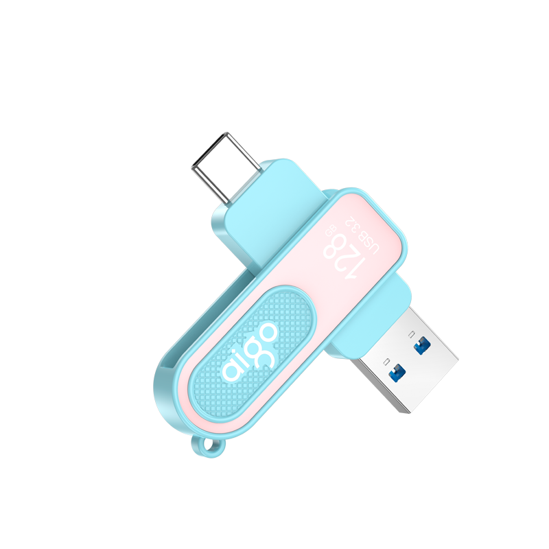 Aigo 128GB Type-C USB3.2 Youth Edition Flash Drive, Dual-Interface High-Speed USB Drive for Phone And Computer, Read Speed 220MB/s, Graduation Gift for Students
