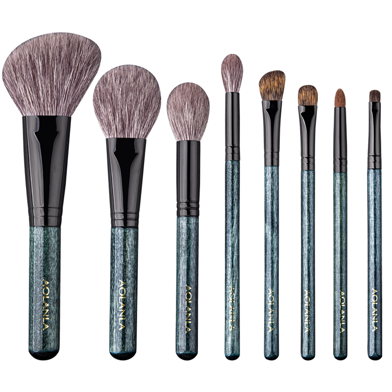 AOLANLA Master-Level Sparrow Feather Blue Makeup Brush Set, 8 Pieces, Animal Hair Powder Blush Brush, Eye Detail Brush, New Year Gift