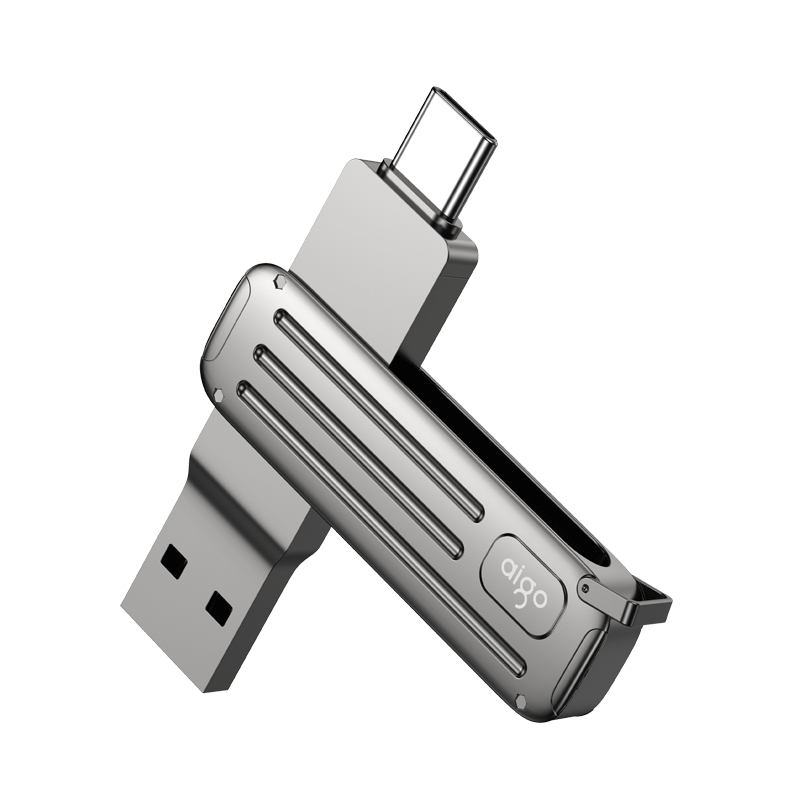 Aigo 64GB Type-C USB3.2 High-Speed Flash Drive W381, Read Speed 220MB/s, Compatible with Phones And Computers, Business Office USB Drive, Portable Travel Flash Drive, Xingzhe Gray