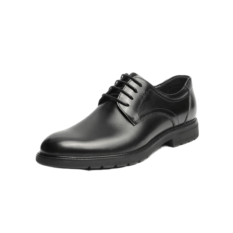 Belle Men's Shoes, Business Leather Shoes, Cowhide Leather Men's Commuter Formal Shoes, Wedding Shoes A0558, Black, Size 42