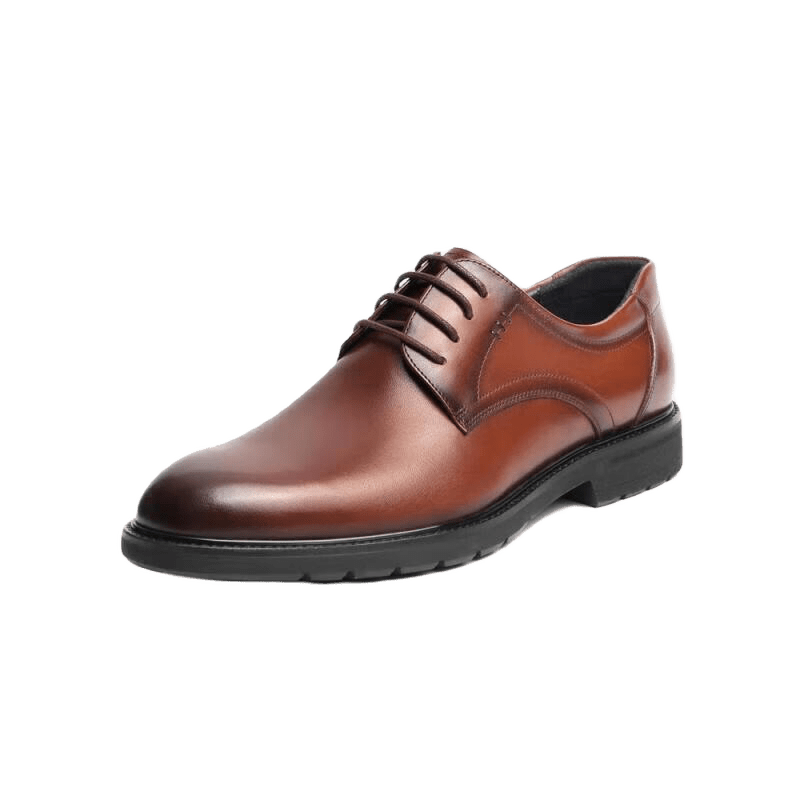 Belle Men's Business Leather Shoes Spring Summer Genuine Cowhide Commuter Formal Shoes Wedding Shoes Brown - 5cm Height Increasing, Size 43