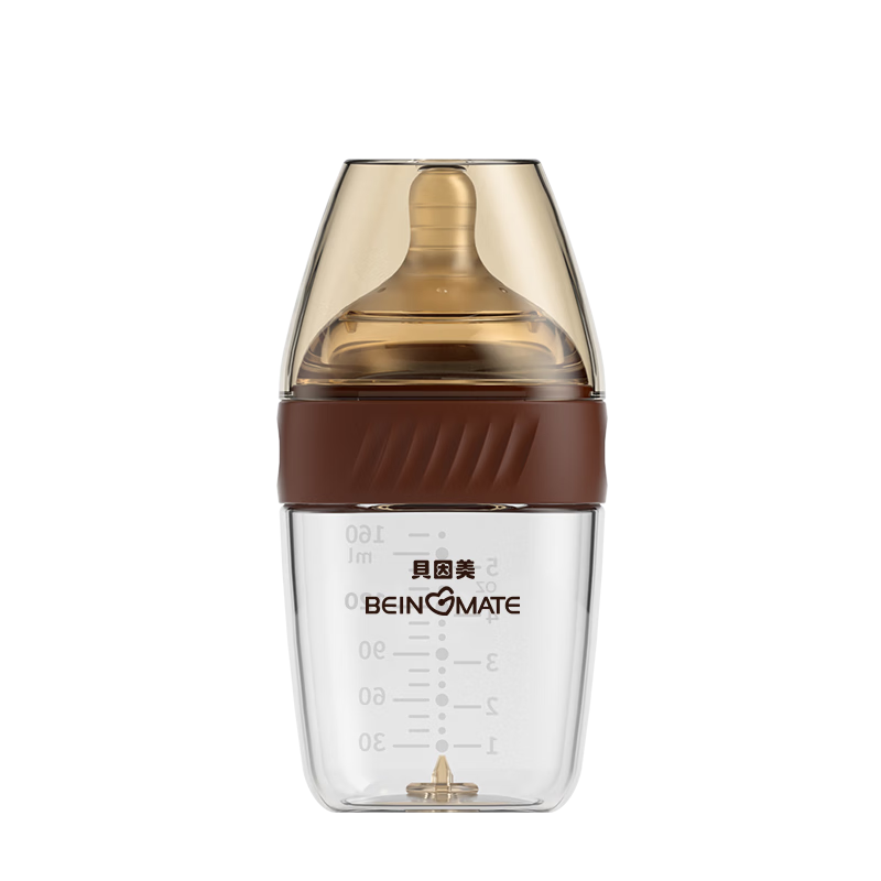 Beingmate Anti-Colic Glass Baby Bottle for 1-3 Months Newborns, Wide Neck Nipple for 0-1 Month Infants, 160ml
