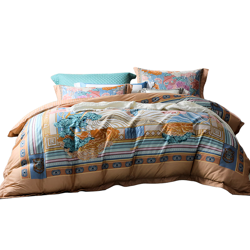 FUANNA Cotton Bedding Set, Brushed Fabric, 100 Count High Thread Count Long-Staple Cotton, Sateen Duvet Cover for Single Or Double Bed, 203*229cm