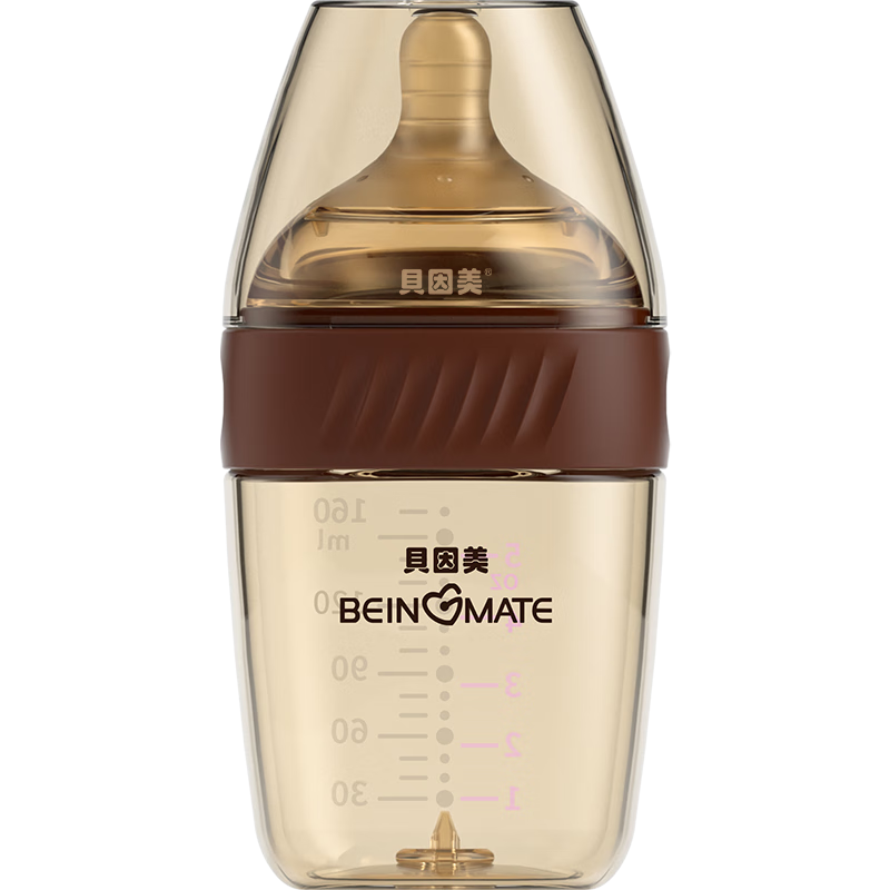 Beingmate Newborn Anti-Colic PPSU Bottle for 1-3 Months, Weaning, Baby Breast-Like Nipple, Shatterproof, 160ml