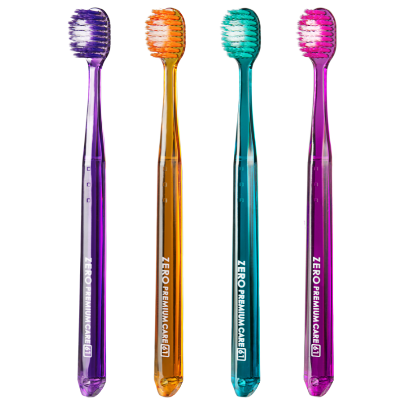 EBISU Zero-Wide Head Soft Bristle Toothbrush for Adults, Gum Protection, Sensitive Teeth Relief, Fresh Breath, 4-Pack, Random Colors