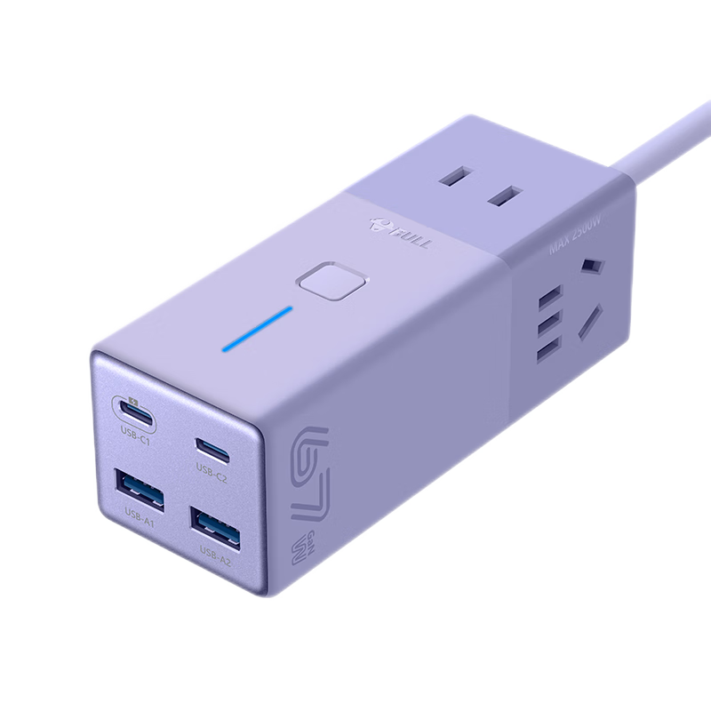 BULL Gallium Nitride 67W Apple Fast Charging Laptop Socket/desktop Charging Station Socket/usb Power Strip, 3C Certified, Master Control 2C2A + 3 Sockets
