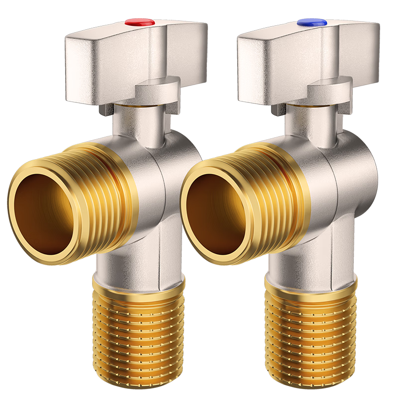 CVBAB High-Flow Angle Valve Gas Water Heater Large-Diameter Ball Valve 1/2 Inch Brass Angle Valve for Cold And Hot Water, 2-Pack CV1207