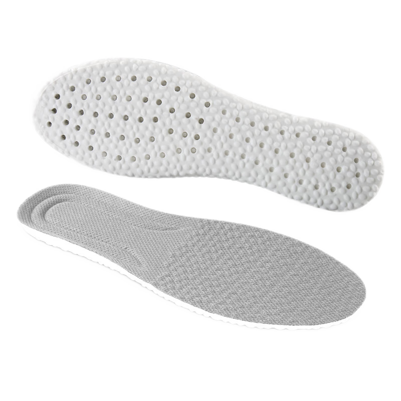 RENBEN 2 Pairs Men's Sports Insoles Soft Cushioning Shock Absorption Sweat-Absorbent Breathable Running Antibacterial Odor-Resistant 6019 Gray Size 45-46