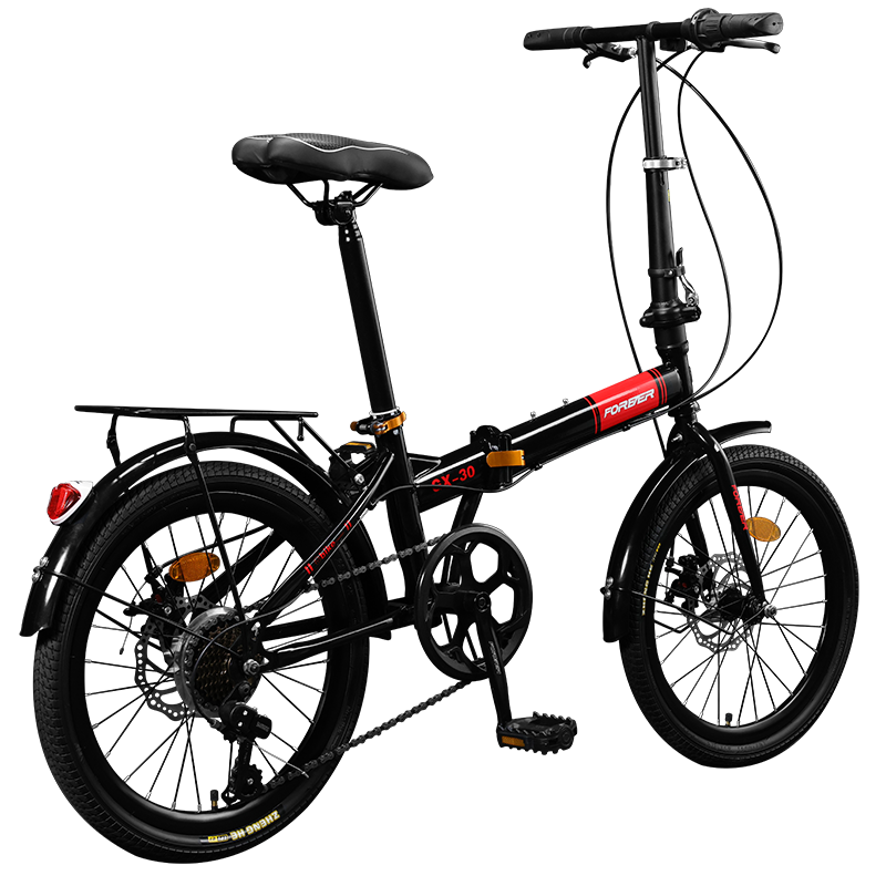 FOREVER Youth Children's Folding Bicycle, Mountain Bike, Portable Shimano Gears Bike, Orange, 20-Inch, 7-Speed
