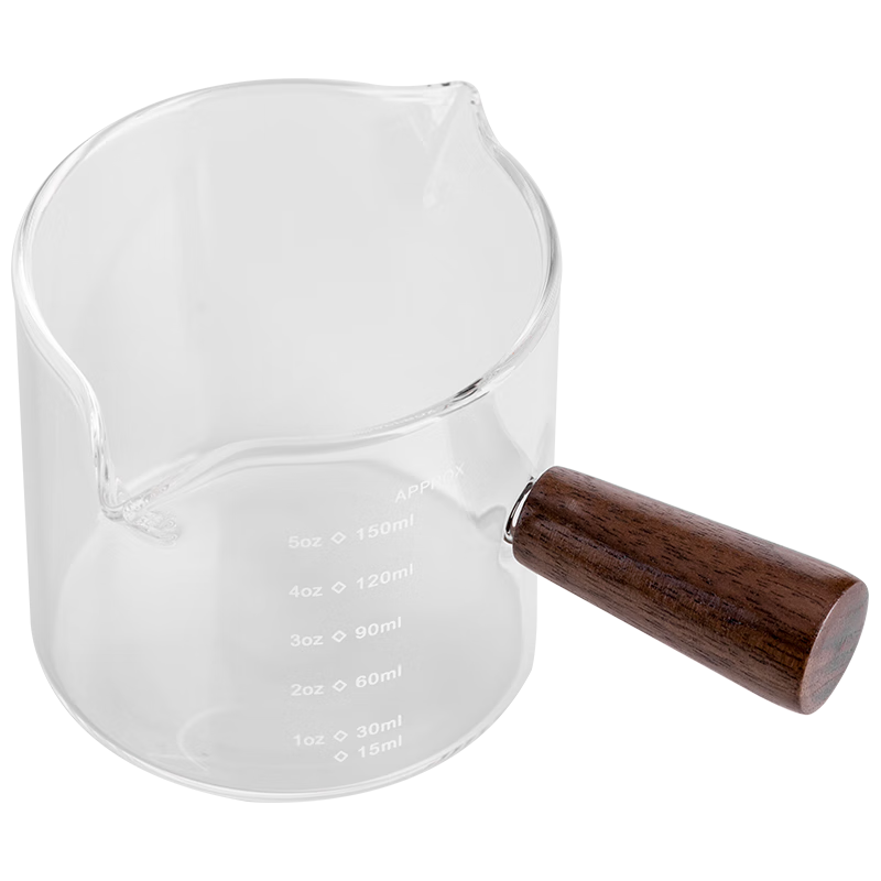 Banwu Life Coffee Extraction Glass Cup Small Milk Jug with Scale Italian Espresso Extraction Mini Wooden Handle Ounce Cup