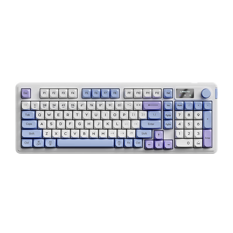Langtu Langtu L98 Membrane Keyboard, 98 Keys, Silent Keyboard for Gaming And Office Use, Wired And Wireless Bluetooth Triple Mode, Gasket Structure, RGB Lighting Effects, Smoky Purple