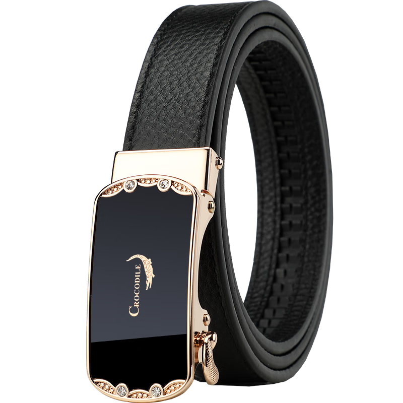 CROCODILE Top-Grain Leather Women's Belt with Automatic Buckle, Fashionable Business Style Waistband for Men's Trousers, Birthday Gift for Women T3611