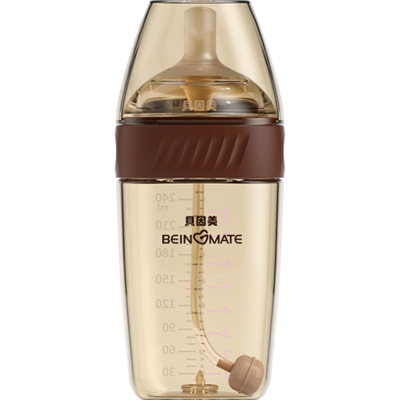 Beingmate Anti-Colic PPSU Straw Bottle for Babies 12 Months+, Gravity Ball Cup for Babies over One Year Old, 240ml