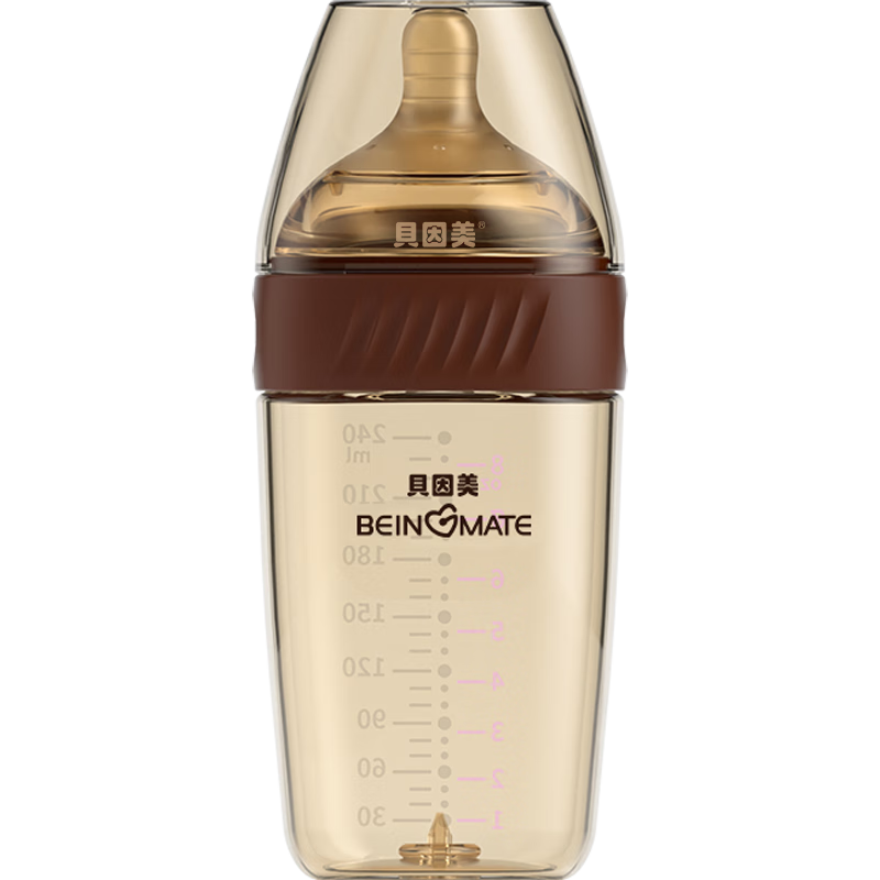 Beingmate Anti-Colic PPSU Baby Bottle for 6-10 Months, Newborn 0-6 Months, Weaning Nipple, Shatterproof, 240ml