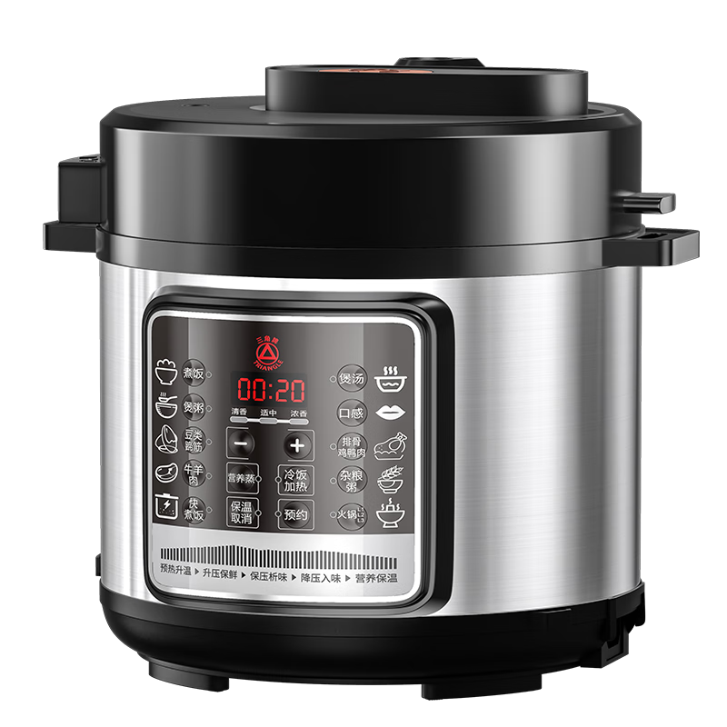 Triangle Electric Pressure Cooker, Home Use, 5L Smart Rice Cooker, for 4-5 People, 304 Stainless Steel Inner Pot, Multifunctional, Programmable, Soup Pot, Stew Pot, X150H