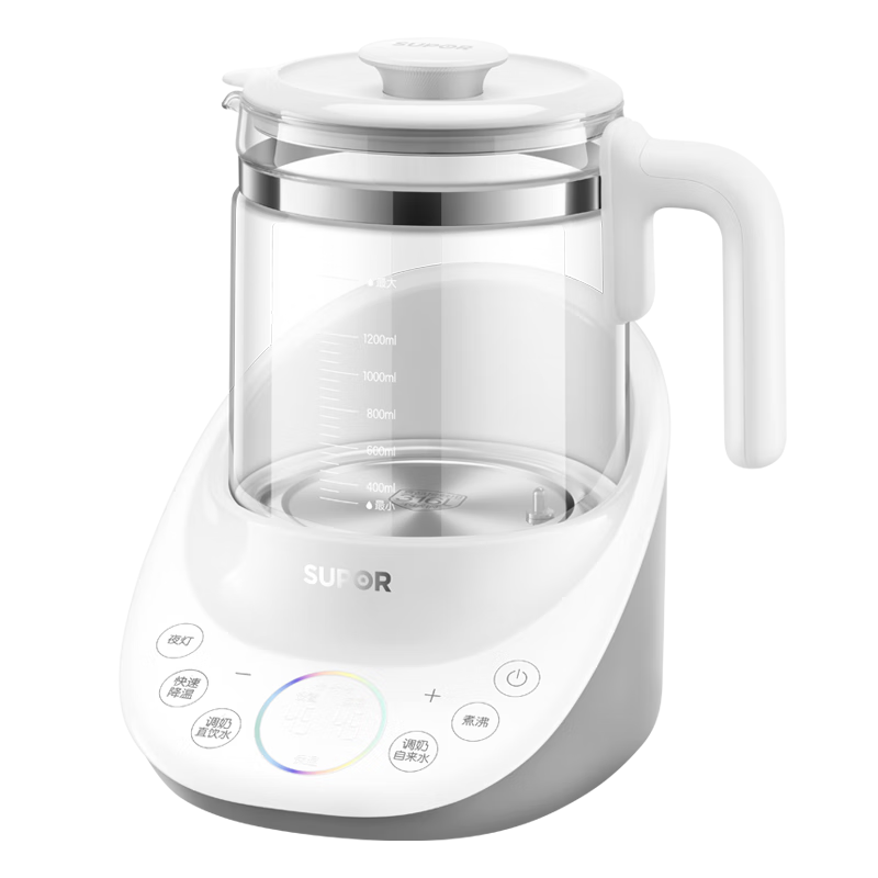 SUPOR Constant Temperature Kettle, Baby Formula Maker, Glass Hot Water Kettle for Infants, Multifunctional Milk Powder Maker 1.5L BW10