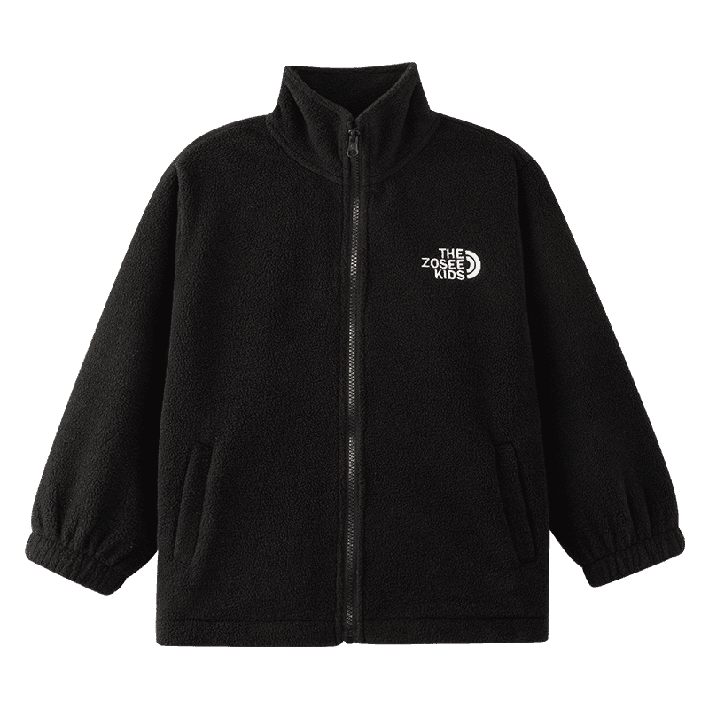 Zuoxi Children's Fleece Jacket, Boys' Outerwear, 2026 New Style, Spring Wear for Boys, Inner Layer Sportswear, Black, Size 120