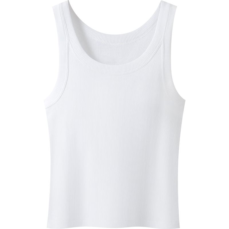 Threegun [7A Original Yarn Antibacterial] Pure Cotton Ribbed Stretch Vest Women's Basic Breathable Crew Neck Shirt 2-Pack