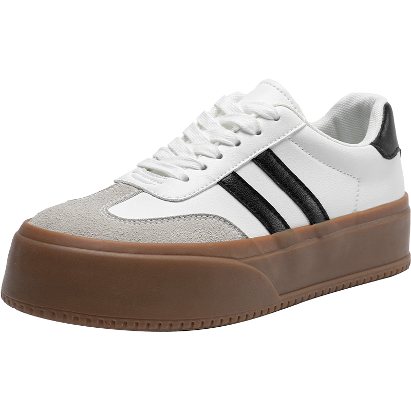 ZHR Women's Casual Shoes, Classic Lightweight Thick-Soled Training Shoes, Low-Top Versatile Sports Shoes for Women, JR01 White And Black, Size 35