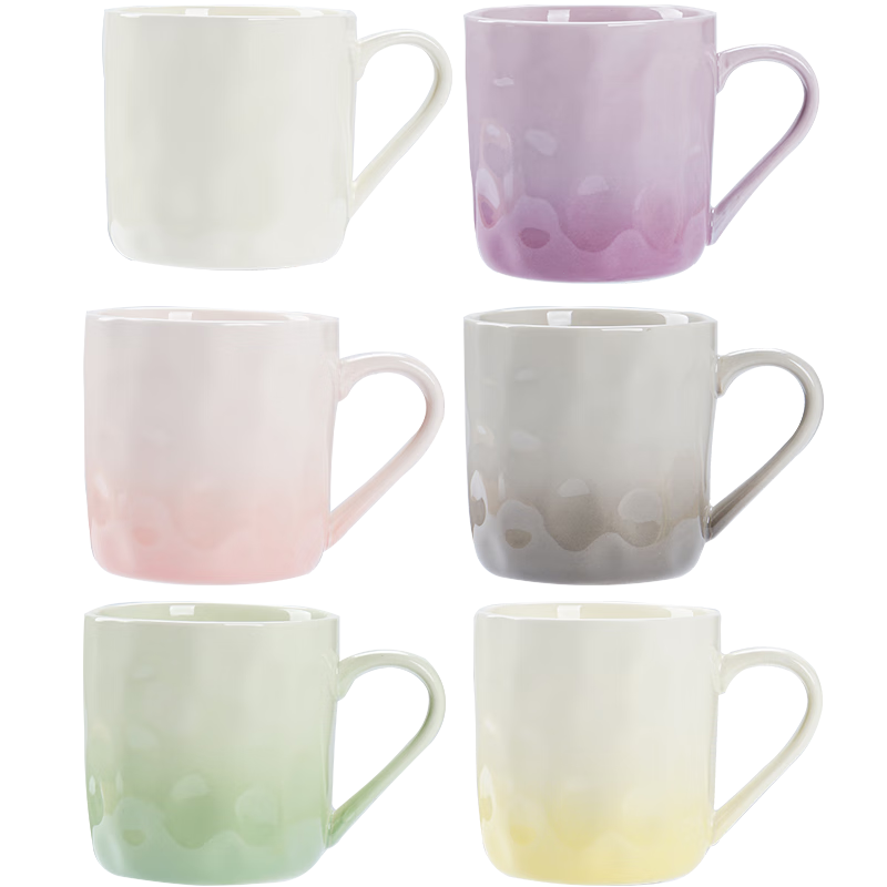 CAIZHI Mug Set, Ceramic Cups for Home And Office, Breakfast Mugs, Coffee Cups, Dishwasher Safe, 6-Piece Set CZ6897
