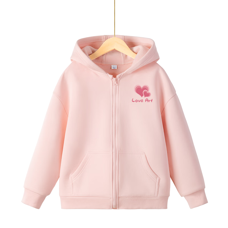 Jeanswest Girls' Spring Autumn Hooded Zip-up Jacket Casual Versatile Children's Outerwear 2026