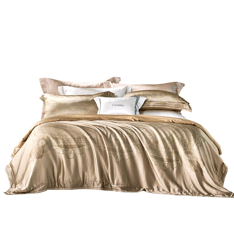 FUANNA Bedding Set 4-Piece Mulberry Silk Satin Sheet Duvet Cover High-End Silk Bed Linen Single/Double 203x229cm