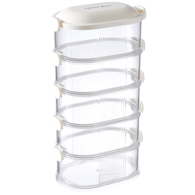Baijie Spice Storage Box, Refrigerator Organizer, Ice Powder Container, Seasoning Set, Star Anise Sealed Storage Jar, 5-Layer Capacity