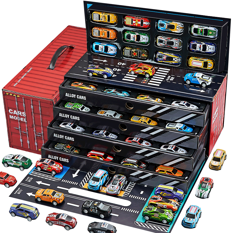 BAOLE STAR TOYS Children's Toys, Boys' Birthday Gift, 3-6 Years Old, Alloy Car Model Gift Box, Realistic Racing Car Set