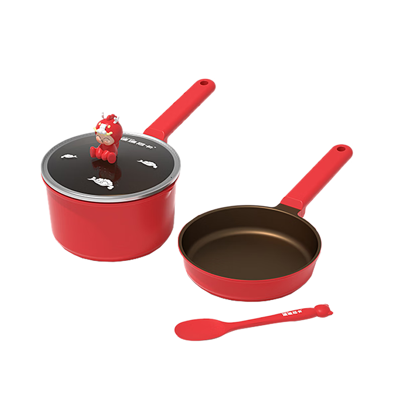 Didinika Non-Stick Baby Food Pot, All-In Steaming And Frying Pan for Infants, Suitable for 6 Months And Above, Zodiac Dragon Combination Set