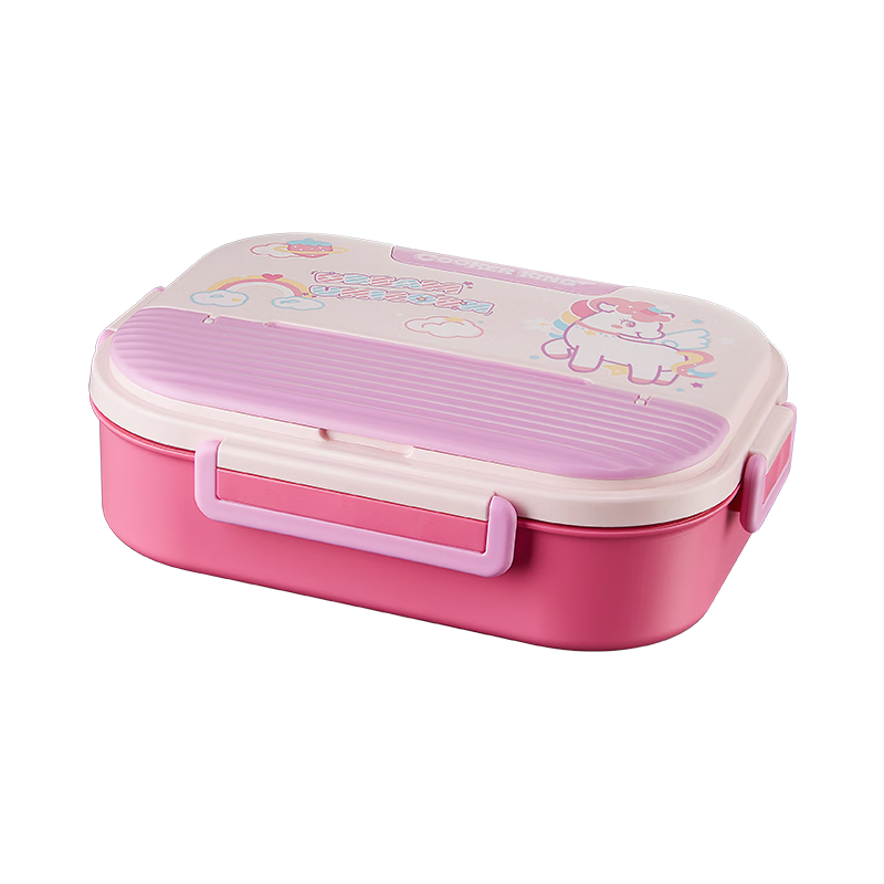 COOKER KING Insulated Lunch Box, 316 Stainless Steel, Student Bento Box, Portable Long-Lasting Heat Preservation Plate with Bag, Unicorn Pink