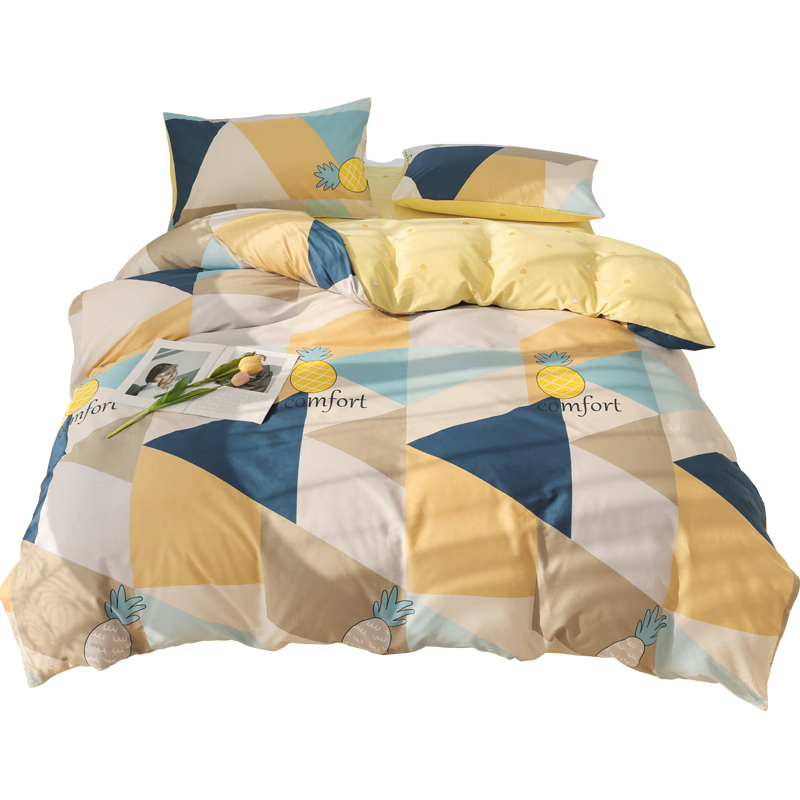 Grace Bedding Set, Class A 7A Antibacterial Fabric, Pure Cotton Skin-Friendly 100% Cotton AB Version, Bed Sheet Duvet Cover Pillowcase for 1.5/1.8M Bed, Duomile