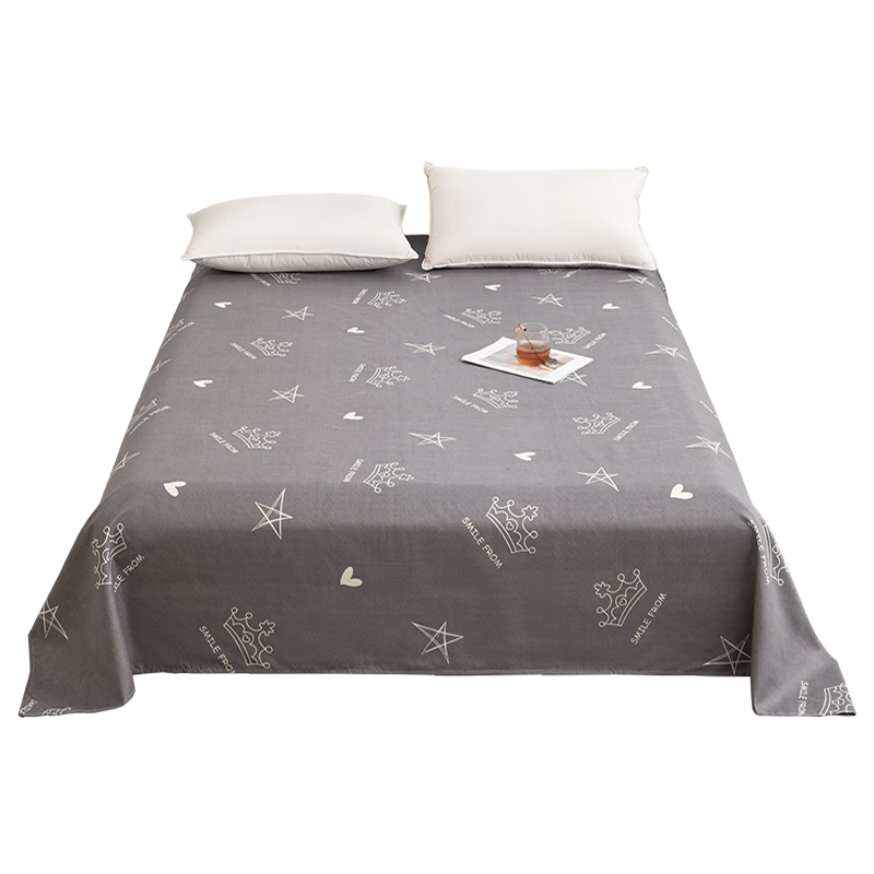 Grace 7A Antibacterial Brushed Bed Sheet, Single Piece, Double Bed Sheet, Bedding, Dianna Gray, 2*2.3M