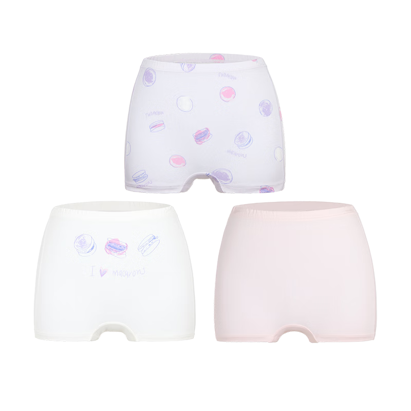 AIMER KIDS Girls' Underwear, Spring And Summer, 3A Antibacterial Modal Mid-Rise Boyshorts, Macaron Color, Size 110
