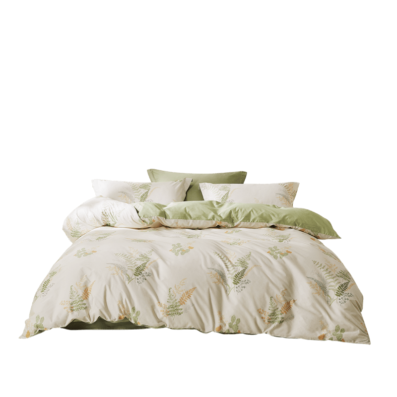 LOVO Pure Cotton Four-Piece Bedding Set, 100% Cotton Bedsheet And Duvet Cover for Double Bed, 220*240cm, Beige