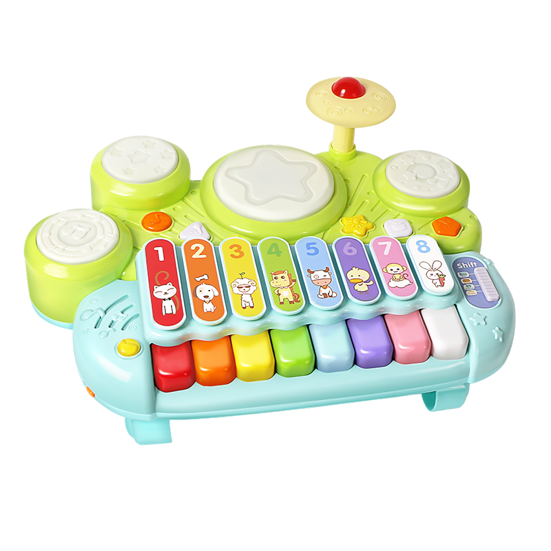 GOODWAY Children's Electronic Keyboard Toy, for Infants 0-3 Years Old, 2 Musical Early Education, Multifunctional Hand Piano, Drum Set, Birthday Gift for Boys