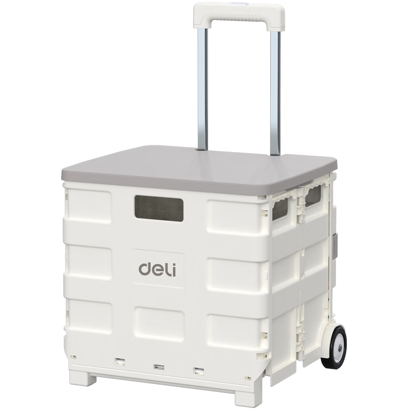 Deli Foldable Trunk Storage Box, 45L Car-Mounted Wheeled Trolley with Handle, Grocery Shopping Cart
