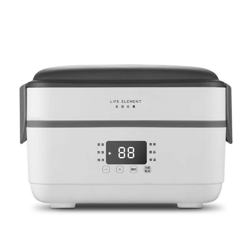 LIFE ELEMENT Electric Food Warmer, Plug-In Heating And Intelligent Temperature Maintenance, Office Meal Warming Device, Double-Layer 1.5L Stainless Steel Inner Pot, Sealed Fresh-Keeping without Flavor Mixing, F36