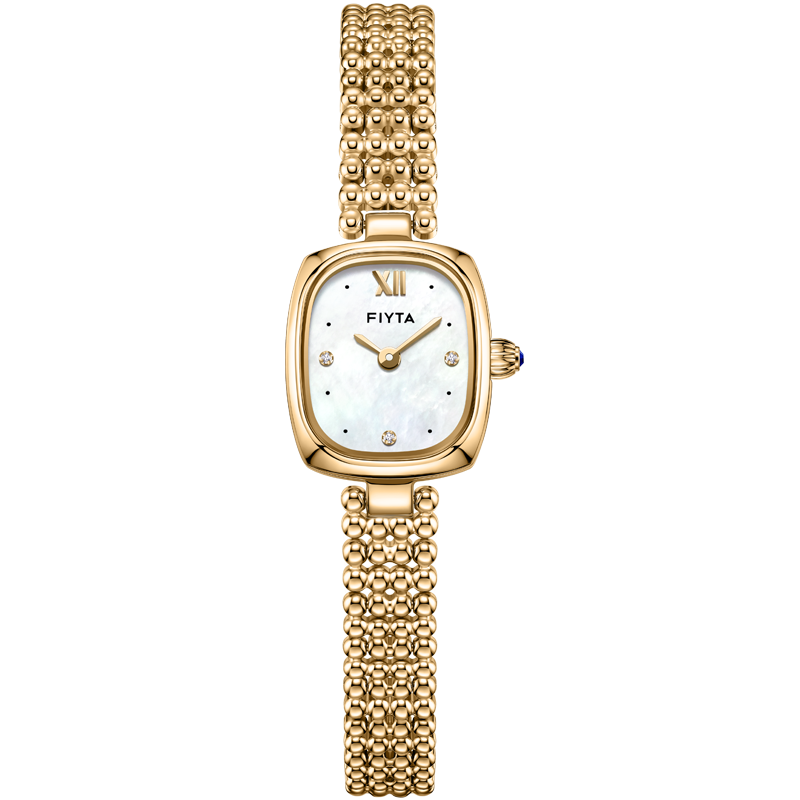 FIYTA Qingcheng Series "Little Gold Watch" Mother-Of Dial Beaded Chain Vintage Women's Watch Gift Box, Birthday And Holiday Gift